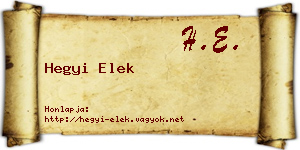 Hegyi Elek névjegykártya